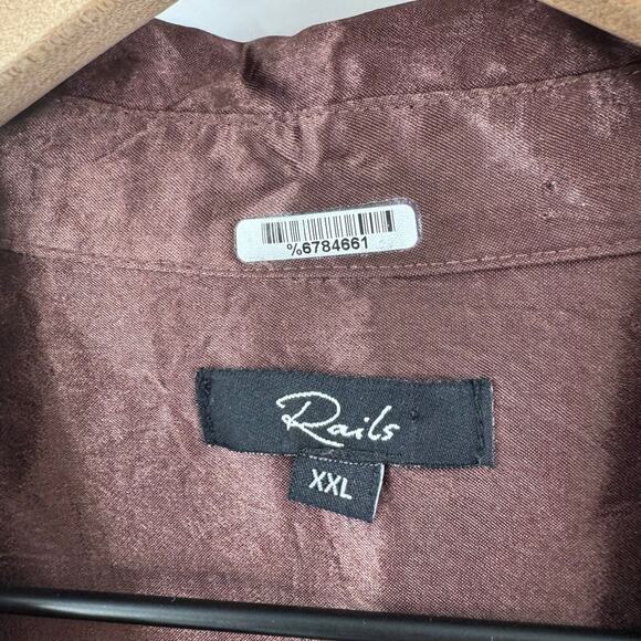Rails Button Front Shirt Brown Satin-Like Long Sleeve Top Women’s XXL - Picture 3 of 7
